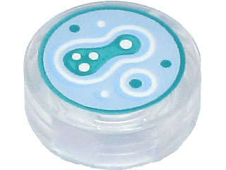Lego (N) ~ Tile Round 1 x 1 with Bright Light Blue Dark Turquoise and White Cell Cul ~ [Trans-Clear]
