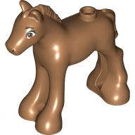Lego (N) ~ Horse Friends Style Baby Foal with Dark Orange Eyes with Black Eyebrows ~ [Medium Nougat]