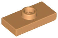 Lego (N) ~ Plate Modified 1 x 2 with 1 Stud with Groove and Bottom Stud Holder (Ju ~ [Medium Nougat]