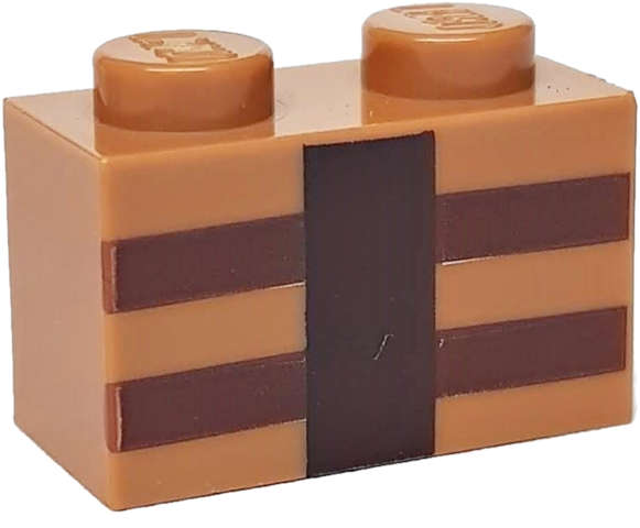 Lego (N) ~ Brick 1 x 2 with Reddish Brown and Dark Brown Minecraft Crafting Table  ~ [Medium Nougat]