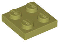 Lego (N) ~ Plate 2 x 2 ~ [Olive Green]