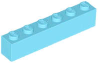 Lego (N) ~ Brick 1 x 6 ~ [Medium Azure]