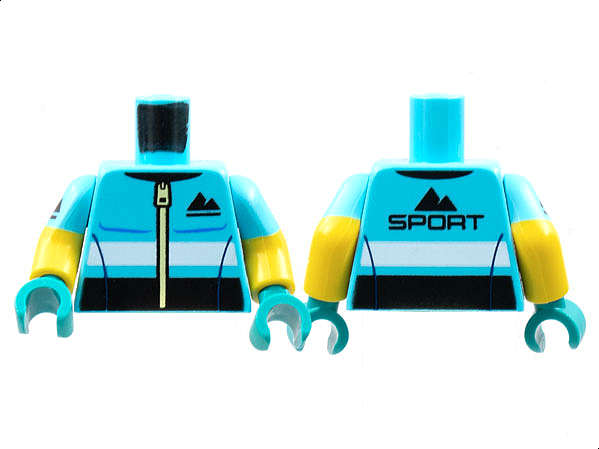 Lego (N) ~ Torso Jacket Black Sport Mountains Logo Pattern / Yellow Arms with Mediu ~ [Medium Azure]