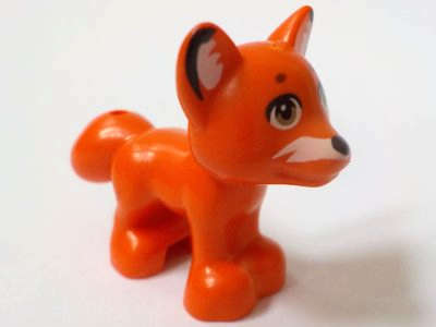 Lego (N) ~ Fox Friends Style with Black Nose Dark Tan Eyes White Face Ears and Ta ~ [Reddish Orange]