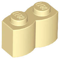 Lego (N) ~ Brick Modified 1 x 2 with Log Profile ~ [Tan]