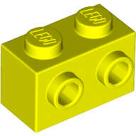 Lego (N) ~ Brick Modified 1 x 2 with Studs on 1 Side ~ [Neon Yellow]