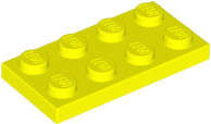 Lego (N) ~ Plate 2 x 4 ~ [Neon Yellow]