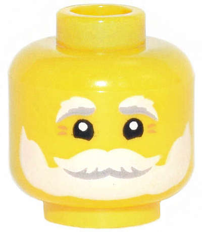 Lego (N) ~ Minifigure Head White and Light Bluish Gray Bushy Eyebrows Beard and Moustache ~ [Yellow]