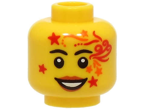 Lego (N) ~ Minifigure Head Female Black Eyebrows Dark Orange Lips Red and Orange Face Pai ~ [Yellow]