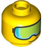 Lego (N) ~ Minifigure Head Glasses with Lime Ski Goggles with Dark Turquoise and Medium A ~ [Yellow]