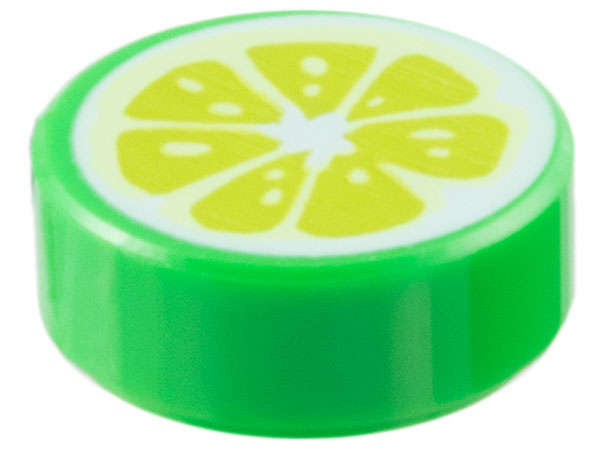 Lego (N) ~ Tile Round 1 x 1 with Lime Fruit Slice Pattern ~ [Bright Green]