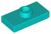 Lego (N) ~ Plate Modified 1 x 2 with 1 Stud with Groove and Bottom Stud Holder (J ~ [Dark Turquoise]
