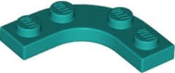 Lego (N) ~ Plate Round Corner 3 x 3 with 2 x 2 Curved Cutout ~ [Dark Turquoise]