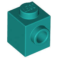 Lego (N) ~ Brick Modified 1 x 1 with Stud on Side ~ [Dark Turquoise]