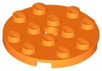 Lego (N) ~ Plate Round 4 x 4 with Hole ~ [Orange]
