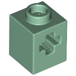 Lego (N) ~ Technic Brick 1 x 1 with Axle Hole ~ [Sand Green]