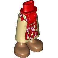 Lego (N) ~ Mini Doll Hips and Tan Skirt Long with Molded Medium Nougat Legs and Printed Red  ~ [Red]