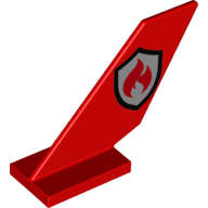 Lego (N) ~ Tail Shuttle with Silver and Black Fire Logo Outline Pattern on Both Sides ~ [Red]