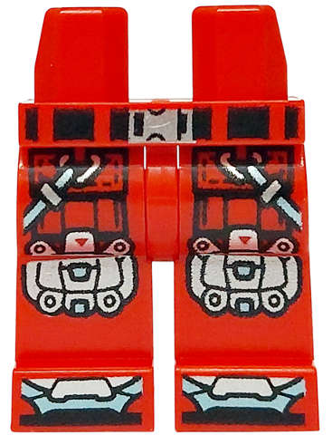 Lego (N) ~ Hips and Legs with Black Belt and Pockets Silver and Metallic Light Blue Buckle K ~ [Red]