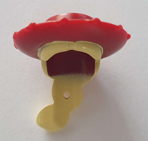 Lego (N) ~ Minifigure Hair Combo Hat with Hair Bright Light Yellow Long Braid with Hole ~ [Dark Red]