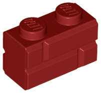 Lego (N) ~ Brick Modified 1 x 2 with Masonry Profile ~ [Dark Red]
