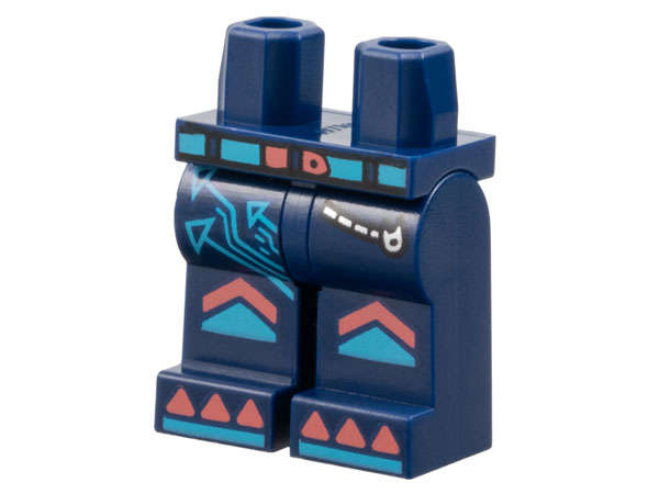 Lego (N) ~ Hips and Legs with Medium Azure and Coral Belt Arrows Silver Pocket Zipper  ~ [Dark Blue]