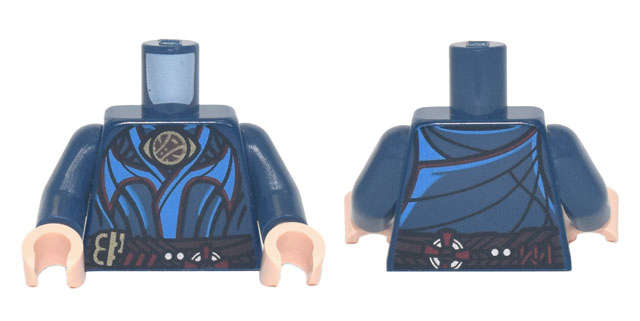 Lego (N) ~ Torso Robe with Dark Azure and Red Trim Gold Eye-Shaped Brooch Dark Brown B ~ [Dark Blue]