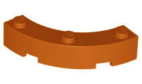 Lego (N) ~ Brick Round Corner 4 x 4 Macaroni with 3 Studs ~ [Dark Orange]