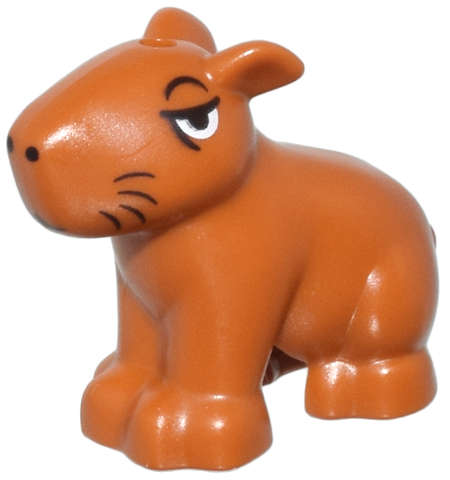 Lego (N) ~ Capybara with Black Eyes Nose and Whiskers Pattern (Encanto Chispi) ~ [Dark Orange]