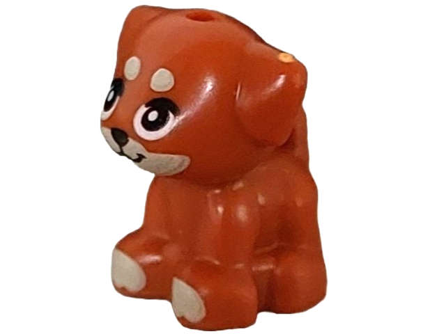 Lego (N) ~ Dog Friends Style Puppy Standing Small with Tan Muzzle Paws and Spots Pat ~ [Dark Orange]