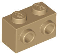 Lego (N) ~ Brick Modified 1 x 2 with Studs on 1 Side ~ [Dark Tan]
