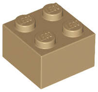 Lego (N) ~ Brick 2 x 2 ~ [Dark Tan]