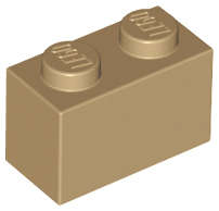 Lego (N) ~ Brick 1 x 2 ~ [Dark Tan]