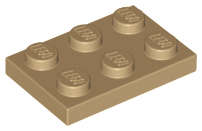 Lego (N) ~ Plate 2 x 3 ~ [Dark Tan]
