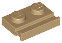 Lego (N) ~ Plate Modified 1 x 2 with Door Rail ~ [Dark Tan]