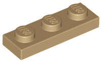 Lego (N) ~ Plate 1 x 3 ~ [Dark Tan]
