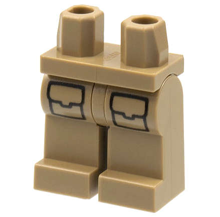Lego (N) ~ Hips and Legs with Cargo Pockets with Flaps Pattern ~ [Dark Tan]
