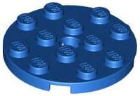Lego (N) ~ Plate Round 4 x 4 with Hole ~ [Blue]