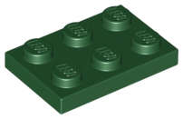 Lego (N) ~ Plate 2 x 3 ~ [Dark Green]