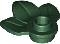 Lego (N) ~ Plant Plate Round 1 x 1 with 3 Layered Leaves ~ [Dark Green]