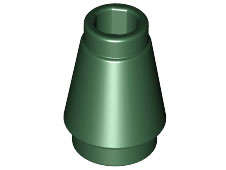Lego (N) ~ Cone 1 x 1 with Top Groove ~ [Dark Green]