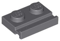 Lego (N) ~ Plate Modified 1 x 2 with Door Rail ~ [Dark Bluish Gray]