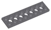 Lego (N) ~ Technic Plate 2 x 8 with 7 Holes ~ [Dark Bluish Gray]