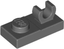 Lego NEW - Plate Modified 1 x 2 with Open O Clip on Top~ [Dark Bluish Gray]