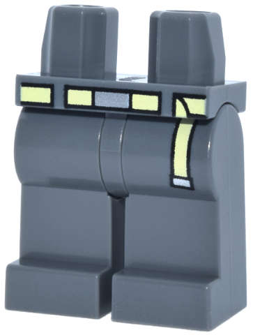 Lego (N) ~ Hips and Legs with Bright Light Yellow Belt with Silver Buckle Patte ~ [Dark Bluish Gray]