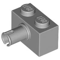 Lego (N) ~ Brick Modified 1 x 2 with Pin ~ [Light Bluish Gray]