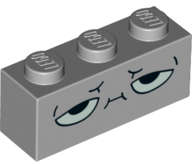 Lego (N) ~ Brick 1 x 3 with Large Half Closed Eyes and Neutral Expression Patt ~ [Light Bluish Gray]