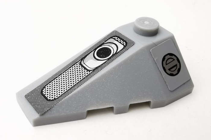 Lego (U) ~ Wedge 4 x 2 Triple Left with Vents Pattern (Stickers) - Set 75910 ~ [Light Bluish Gray]