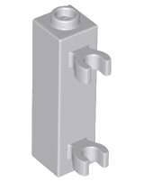 Lego (N) ~ Brick Modified 1 x 1 x 3 with 2 Clips (Vertical Grip) - Hollow Stud ~ [Light Bluish Gray]