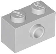 Lego (N) ~ Brick Modified 1 x 2 with Stud on Side with Bottom Stud Holder ~ [Light Bluish Gray]